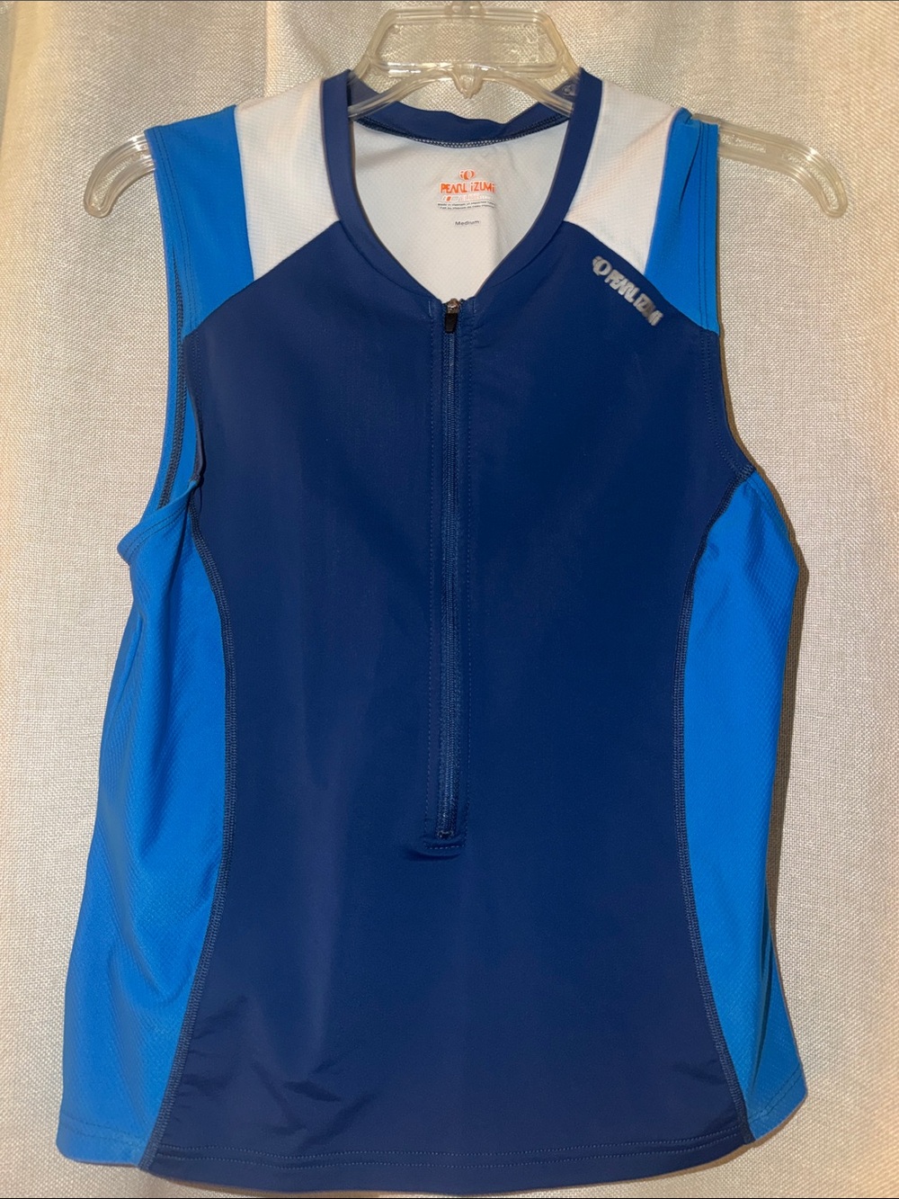 Pearl Izumi Navy and Bright Blue Zip-Front Women's Cycling Top Medium